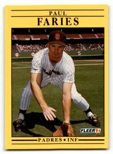 Paul Faries San Diego Padres baseball card with original gloss from 1991 Fleer