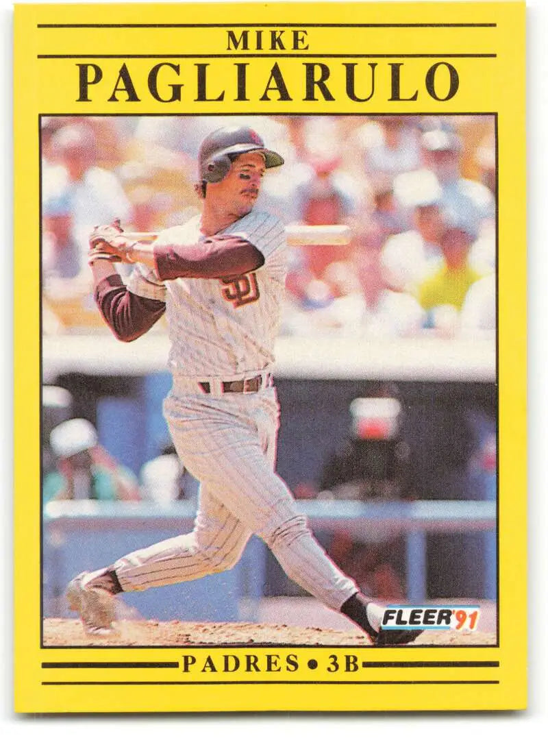 Yellow-bordered baseball card of Mike Pagliarulo, San Diego Padres third baseman