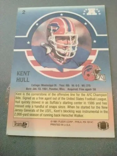 1991 Fleer Stars and Stripes Kent Hull Buffalo Bills football card collectible