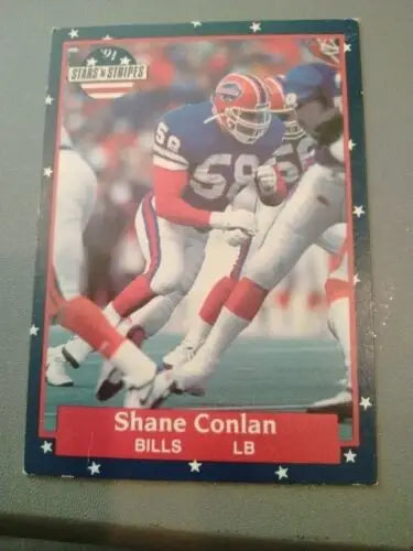 Shane Conlan football card from 1991 Fleer Stars and Stripes Buffalo Bills #1