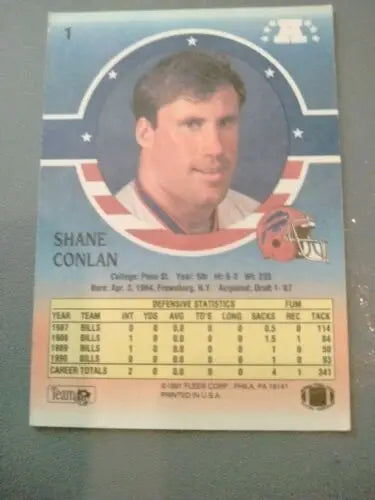 Shane Conlan football card from the 1991 Fleer Stars and Stripes Buffalo Bills set