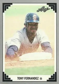 Tony Fernandez sliding into base on 1991 Leaf #315 San Diego Padres baseball card