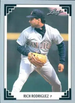 Baseball card of Rich Rodriguez in San Diego Padres white uniform during gameplay