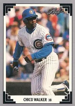 Chico Walker Chicago Cubs Baseball Card in white pinstriped home uniform and blue sleeves