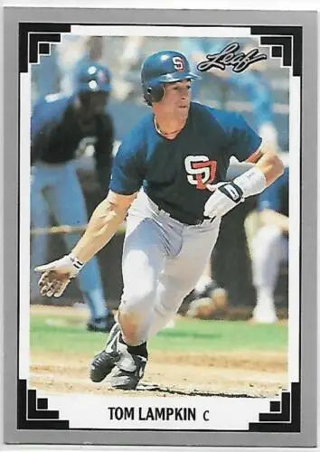 Tom Lampkin baseball card 1991 Leaf #512 NM original gloss Padres collectible cards typically sell