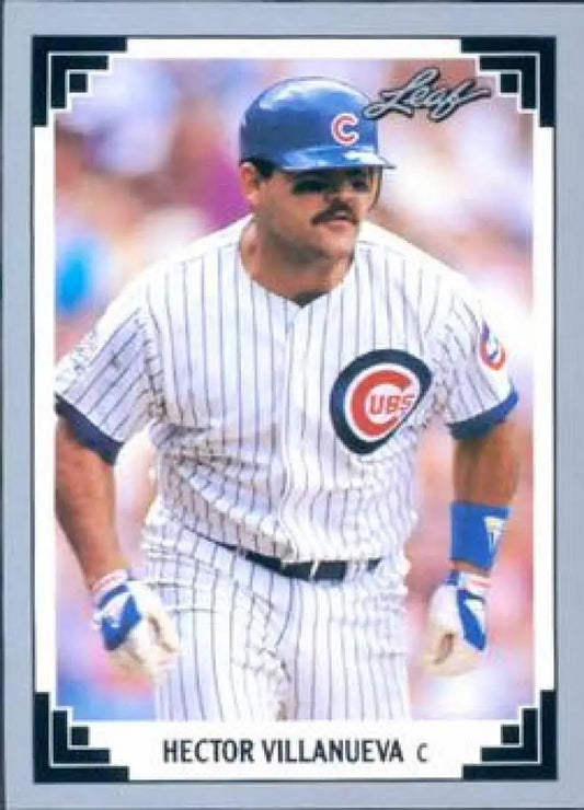 Hector Villanueva Chicago Cubs baseball card in white pinstriped uniform design