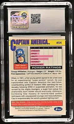 Graded Captain America trading card from 1991 Marvel Universe Series II CGC 9