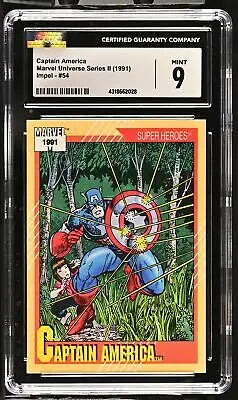 Graded 1991 Marvel Universe Series II Captain America trading card CGC 9 rating