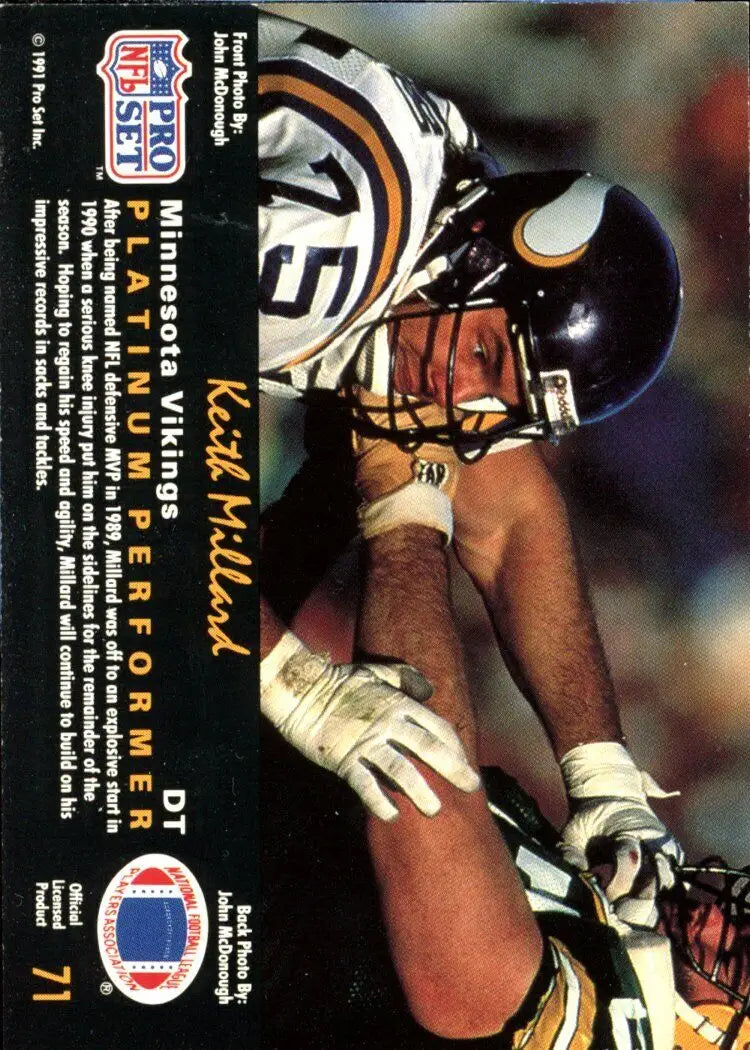 Keith Millard Football Card from 1991 NFL Pro Set, Minnesota Vikings #71 Base