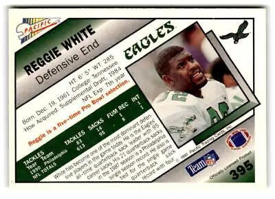 Reggie White 1991 Pacific #395 trading card for sports card collectors