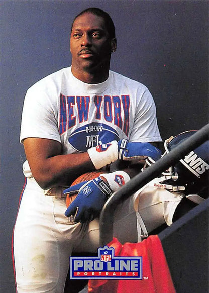 Ottis Anderson in a white New York t-shirt and blue gloves on Pro Line Portraits card