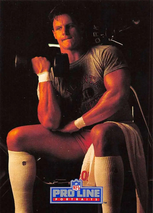 Gray t-shirt and white knee socks football player reflects, Atlanta Falcons Pro Line Portraits