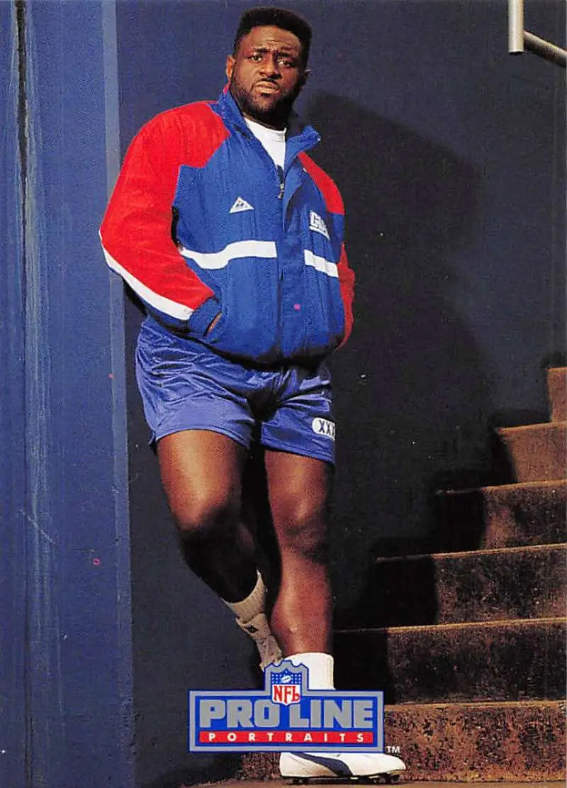 Leonard Marshall in red, white, and blue Adidas gear on New York Giants football card