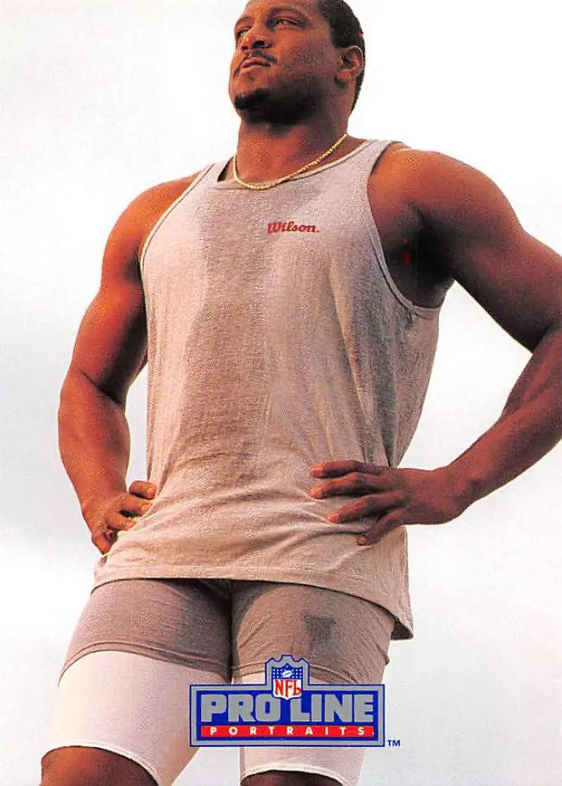 Muscular person in Wilson tank top and shorts promoting Eugene Lockhart Pro Line Portraits