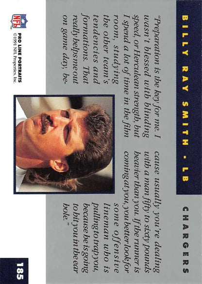 Trading card of Billy Ray Smith showcasing San Diego Chargers profile design