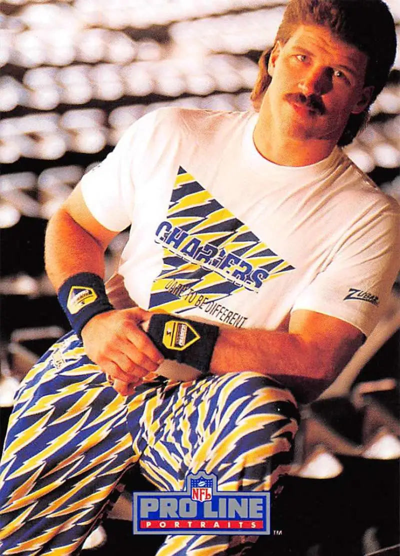 Person in Zubaz-style pants and matching shirt representing Billy Ray Smith, San Diego Chargers