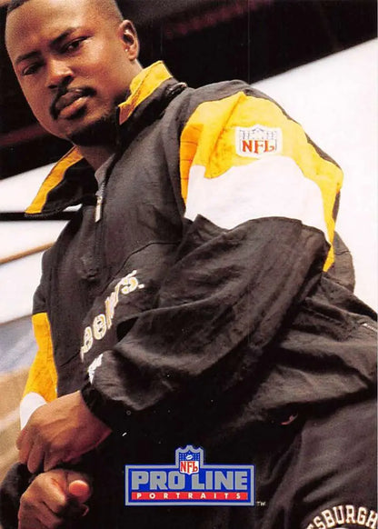 NFL Pro Line black and yellow jacket with Pittsburgh Steelers markings for Pro Line Portraits