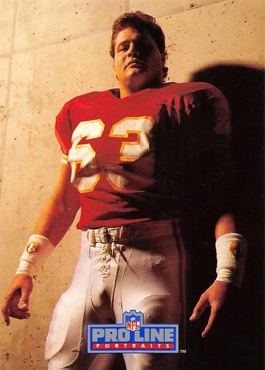 Football player in red jersey 63 representing Kansas City Chiefs from Pro Line Portraits