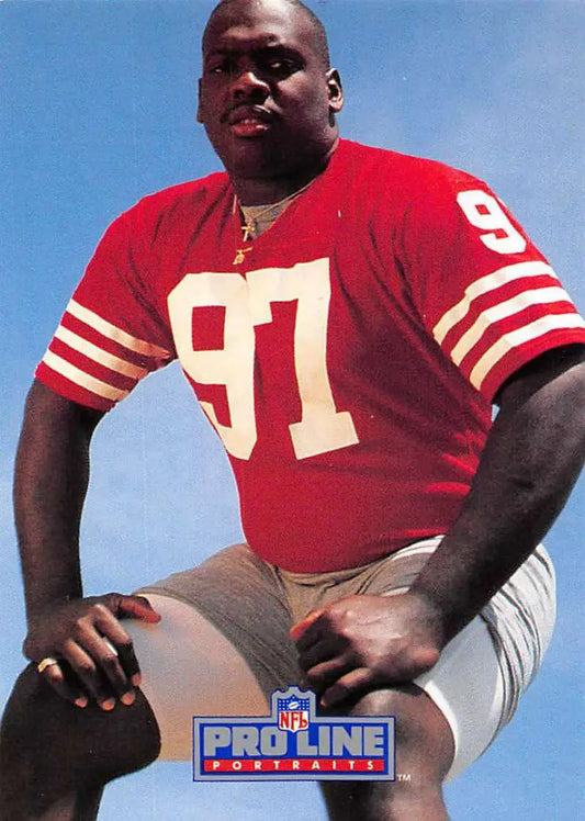 Ted Washington in red #97 jersey on 1991 Pro Line Portraits Football Card