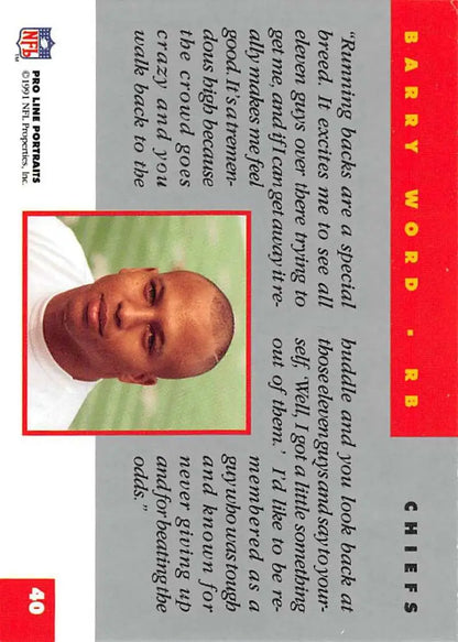 Basketball trading card featuring Barry Word from Kansas City Chiefs with red borders