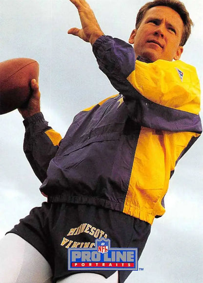 Wade Wilson in Minnesota Vikings jacket preparing to throw pass for Pro Line Portraits