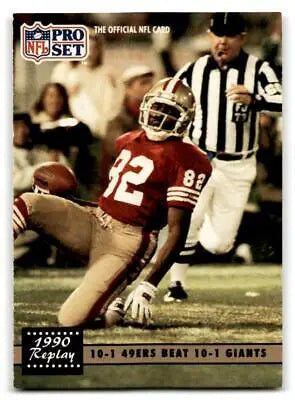 Football trading card featuring 1991 Pro Set #333 49ers beat 10-1 Giants