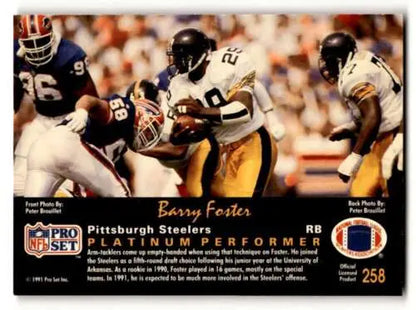 Barry Foster Pittsburgh Steelers football card from 1991 Pro Set Platinum original gloss