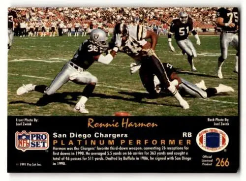 Ronnie Harmon San Diego Chargers 1991 Pro Set Platinum football card original gloss