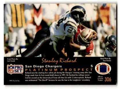 1991 Pro Set Platinum #306 Stanley Richard San Diego Chargers Football trading card original gloss