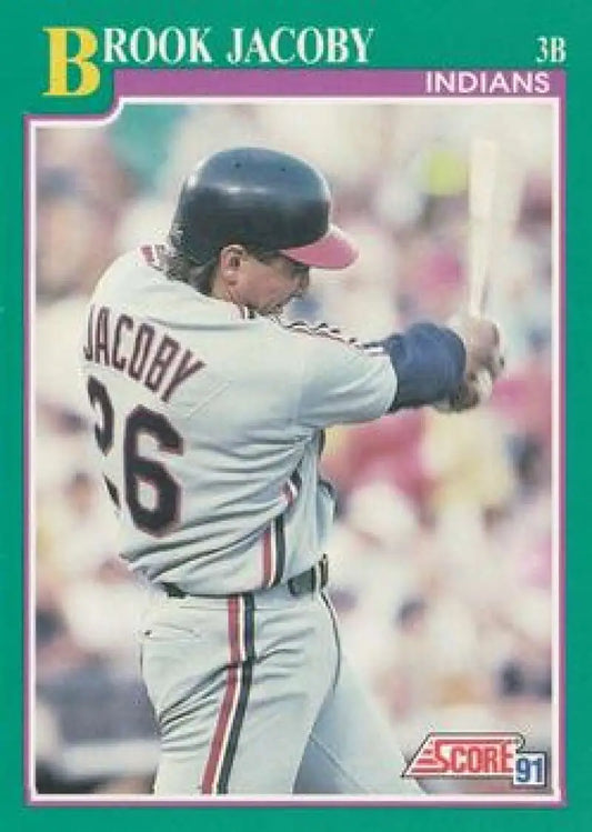 Brook Jacoby Cleveland Indians Baseball Card in white uniform number 26, 1991 Score #162