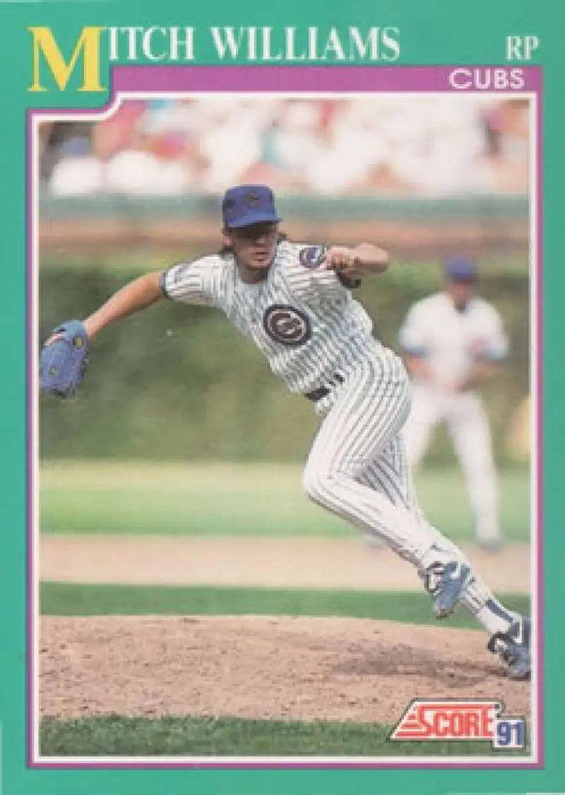 Chicago Cubs Mitch Williams UER baseball card depicting pitcher in pinstriped uniform