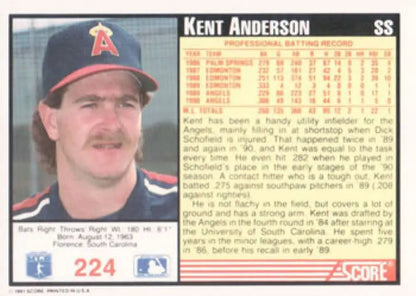 Kent Anderson California Angels baseball card showing player in navy blue cap with red trim