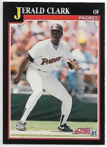 1991 Score #242 Jerald Clark baseball card in original gloss for Padres collectors