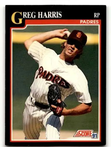 Greg Harris baseball card featuring original gloss from 1991 Score San Diego Padres