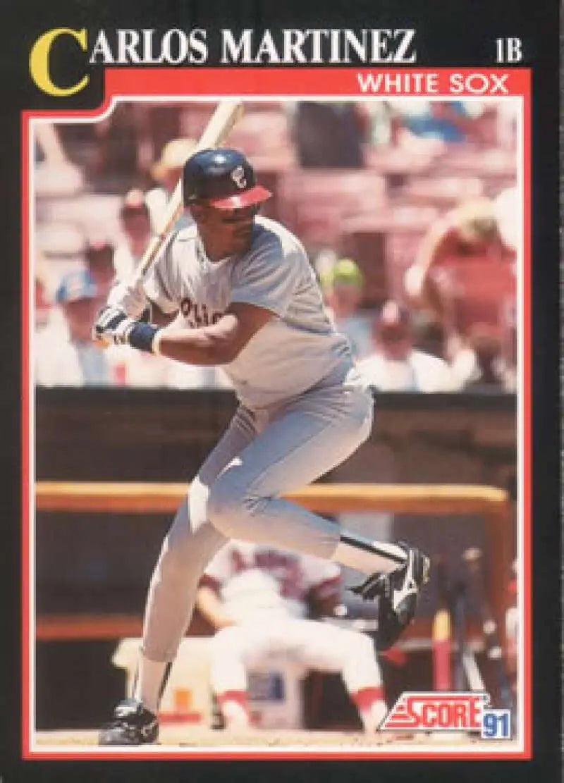 White Sox player in batting stance on 1991 Score Carlos Martinez baseball card