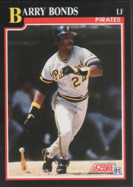 Baseball card of Barry Bonds in white uniform for Pittsburgh Pirates, 1991 Score #330