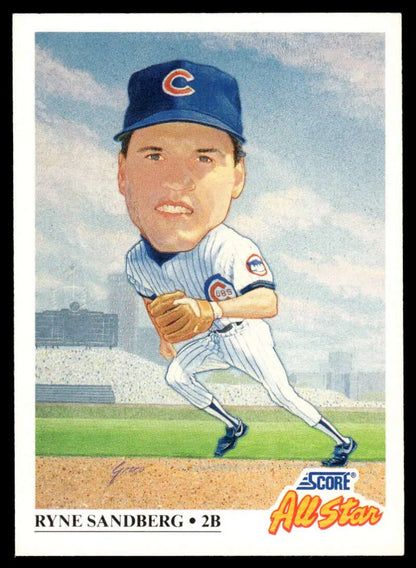 Ryne Sandberg caricature Chicago Cubs player on a 1991 Score baseball card