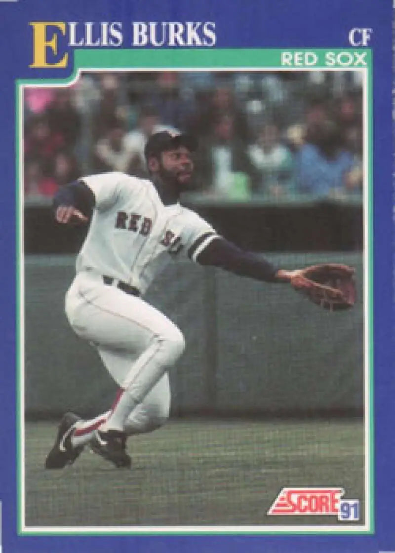 Baseball card of Ellis Burks in a white uniform for the Boston Red Sox