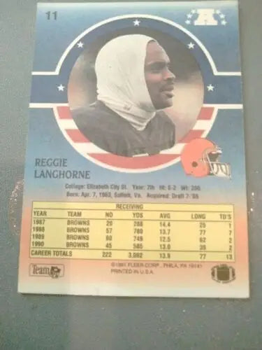 1991 Stars ’n Stripes Reggie Langhorne #11 football card featuring Reggie Langhorne