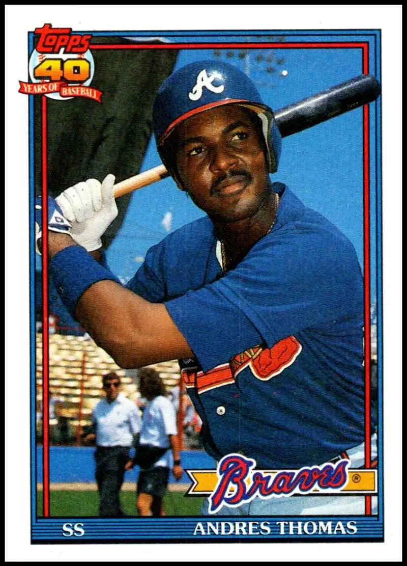 1991 Topps #111 Andres Thomas NM-MT Atlanta Braves Baseball Card in batting stance