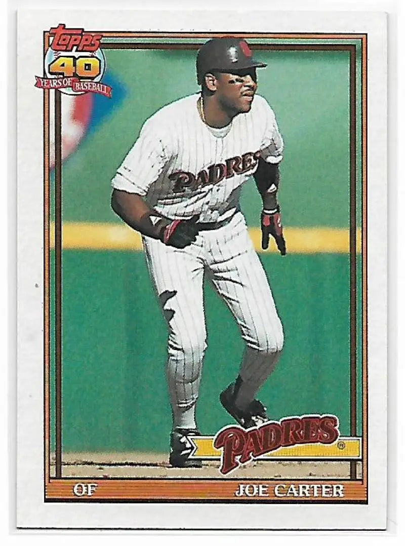 Joe Carter San Diego Padres Baseball Card in white home uniform, 1991 Topps #120