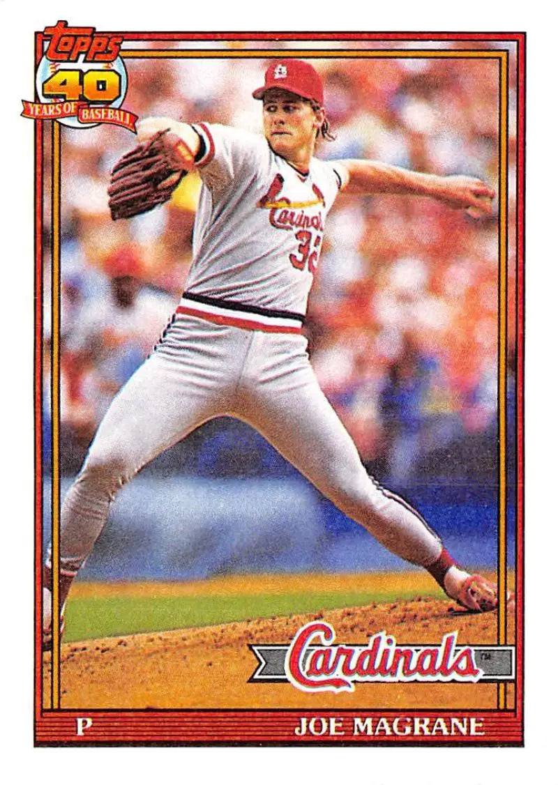 Vintage 1991 Topps Baseball Card of Joe Magrane, St. Louis Cardinals Pitcher