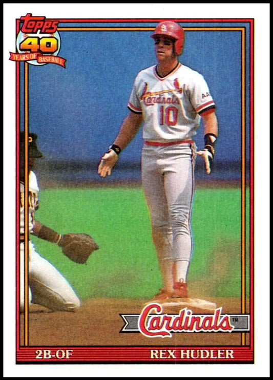 Baseball card of Rex Hudler in a white St. Louis Cardinals uniform #10