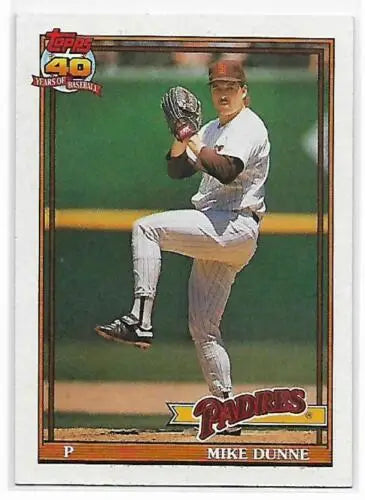 Mike Dunne baseball card 1991 Topps #238 with original gloss Padres UER collectible