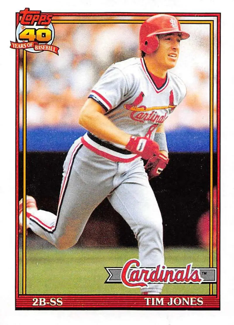 Tim Jones St. Louis Cardinals baseball card in white uniform with red trim