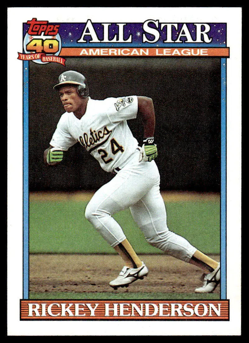 1991 Topps #391 Rickey Henderson Oakland Athletics Baseball Card featuring player 24