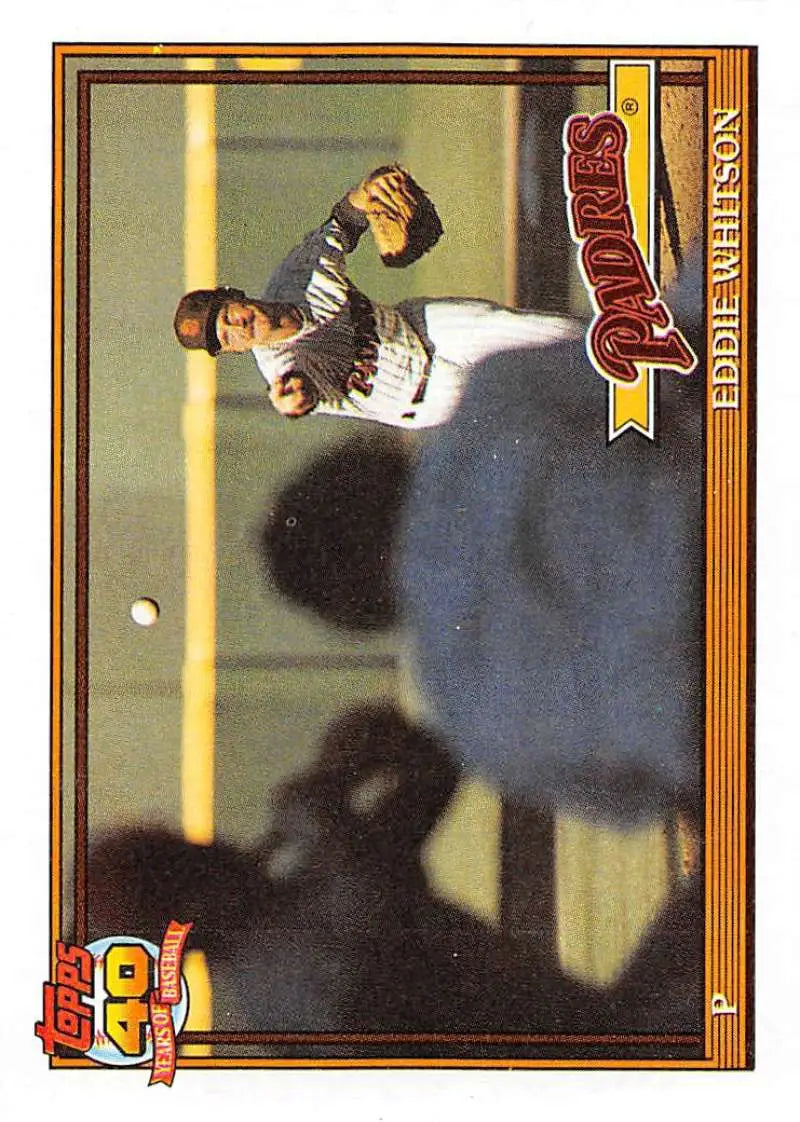 Baseball card featuring San Diego Padres player Ed Whitson in pitching motion