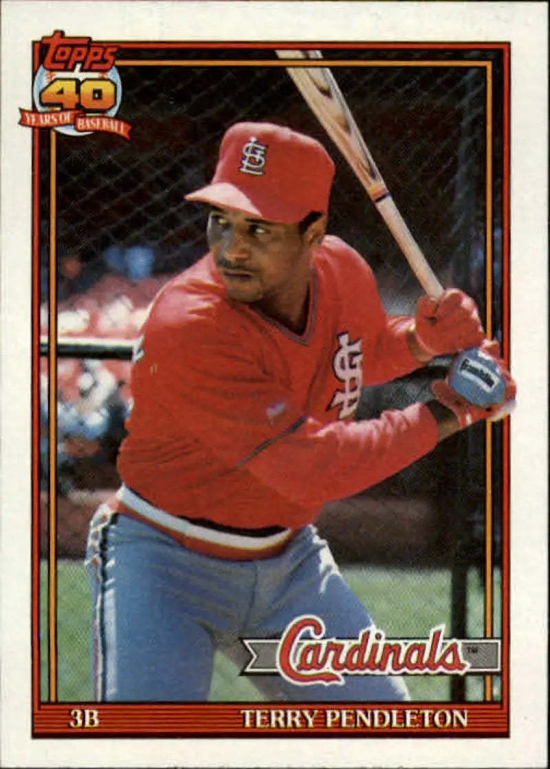 1991 Topps Terry Pendleton St. Louis Cardinals baseball card at bat image