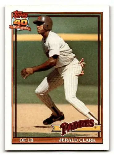 Jerald Clark baseball card from 1991 Topps, original gloss, Clark San Diego Padres