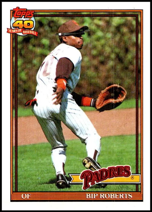 1991 Topps #538 Bip Roberts Baseball Card featuring San Diego Padres outfielder